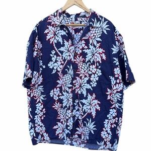 Hilo Hattie Navy and Red Hawaiian Shirt size XL